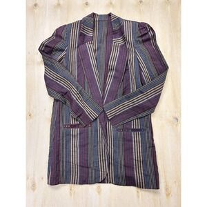 Vintage Finity Blazer Womens 6 Multicolor Striped Mid Length Lightweight Unlined